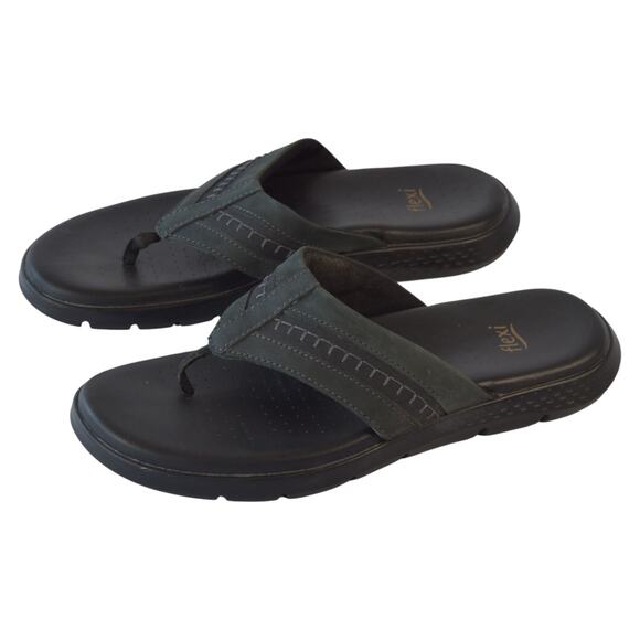 Men’s Black Leather Flexi Sandals Size 8.5 – Comfortable Slip-On Thongs main image 5